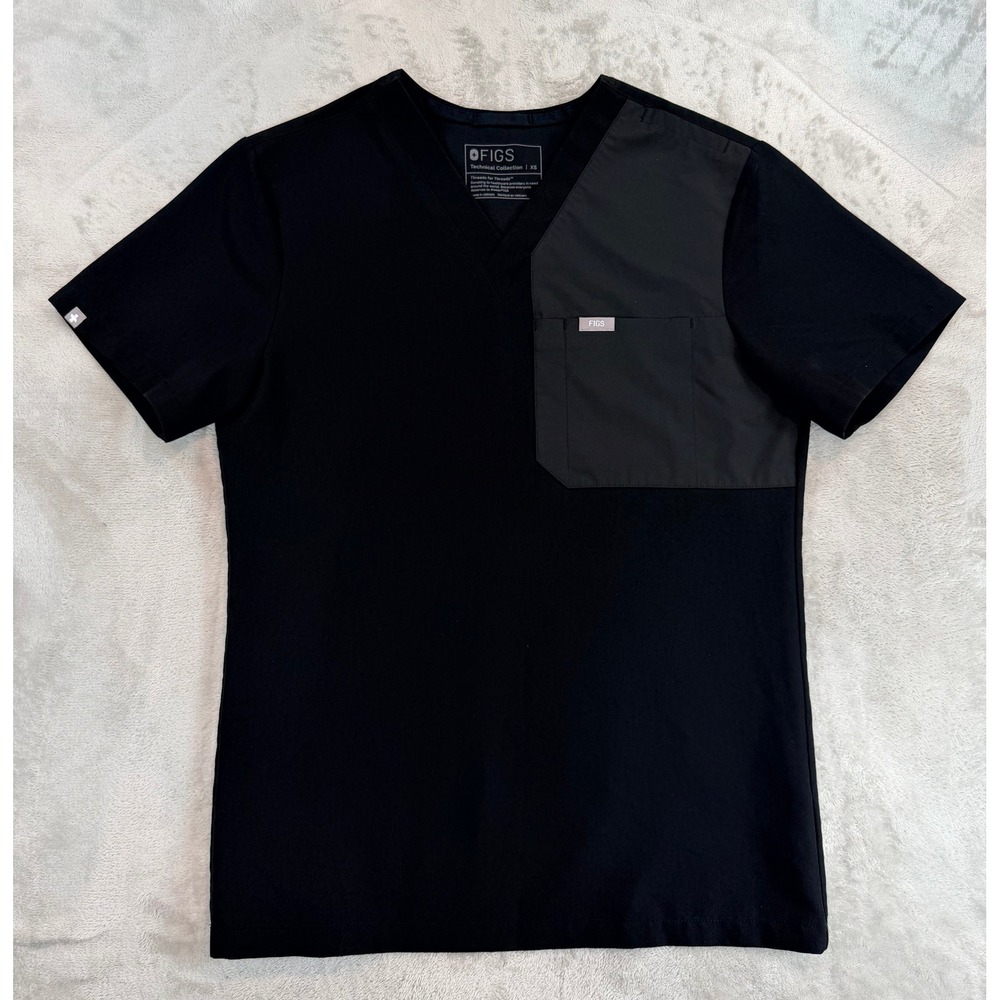 FIGS Mens Chisec Scrub Top Technical Collection V-Neck Black XS